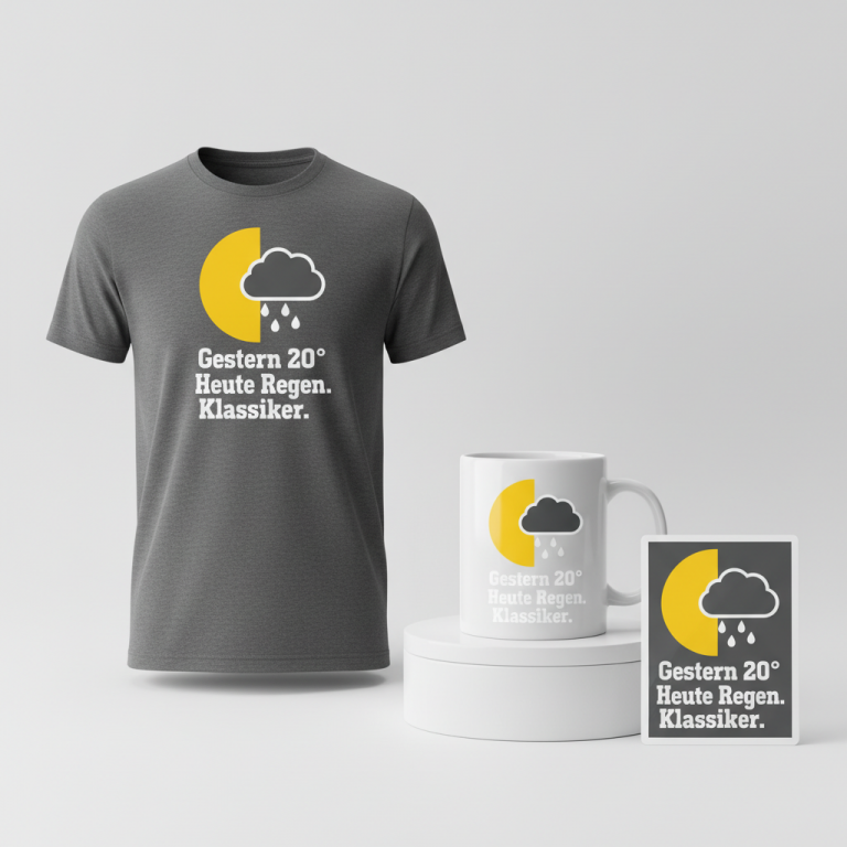 Gestern 20° Heute Regen. Klassiker. – Yesterday 20° Today Rain. Classic.